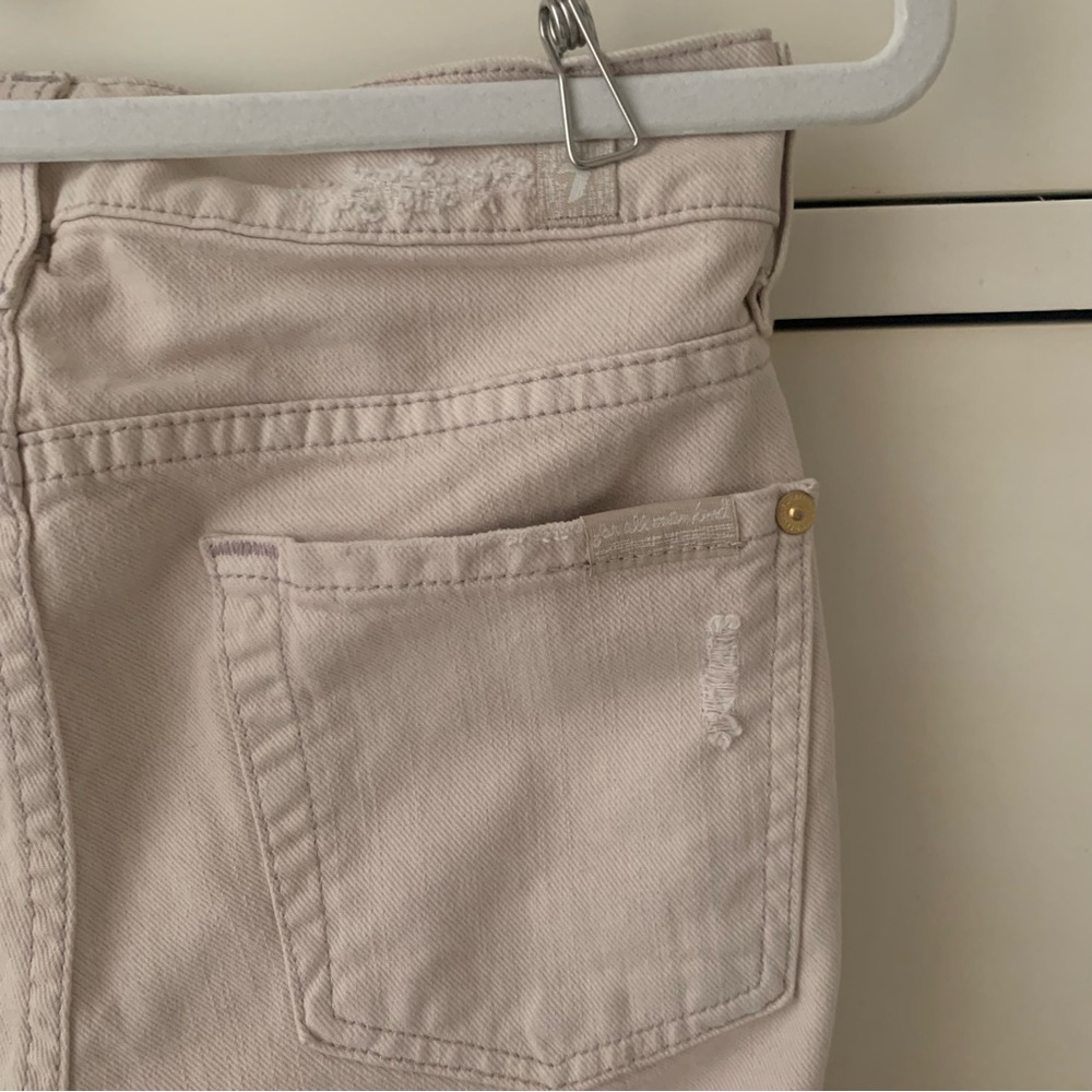7 For All Mankind Distressed Slim Cigarette Leg Khaki Beige - Picture 8 of 14